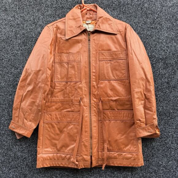 Vintage 1970s Beged-Or of Israel Tan Leather Jacket - Size 12 - Picture 1 of 5